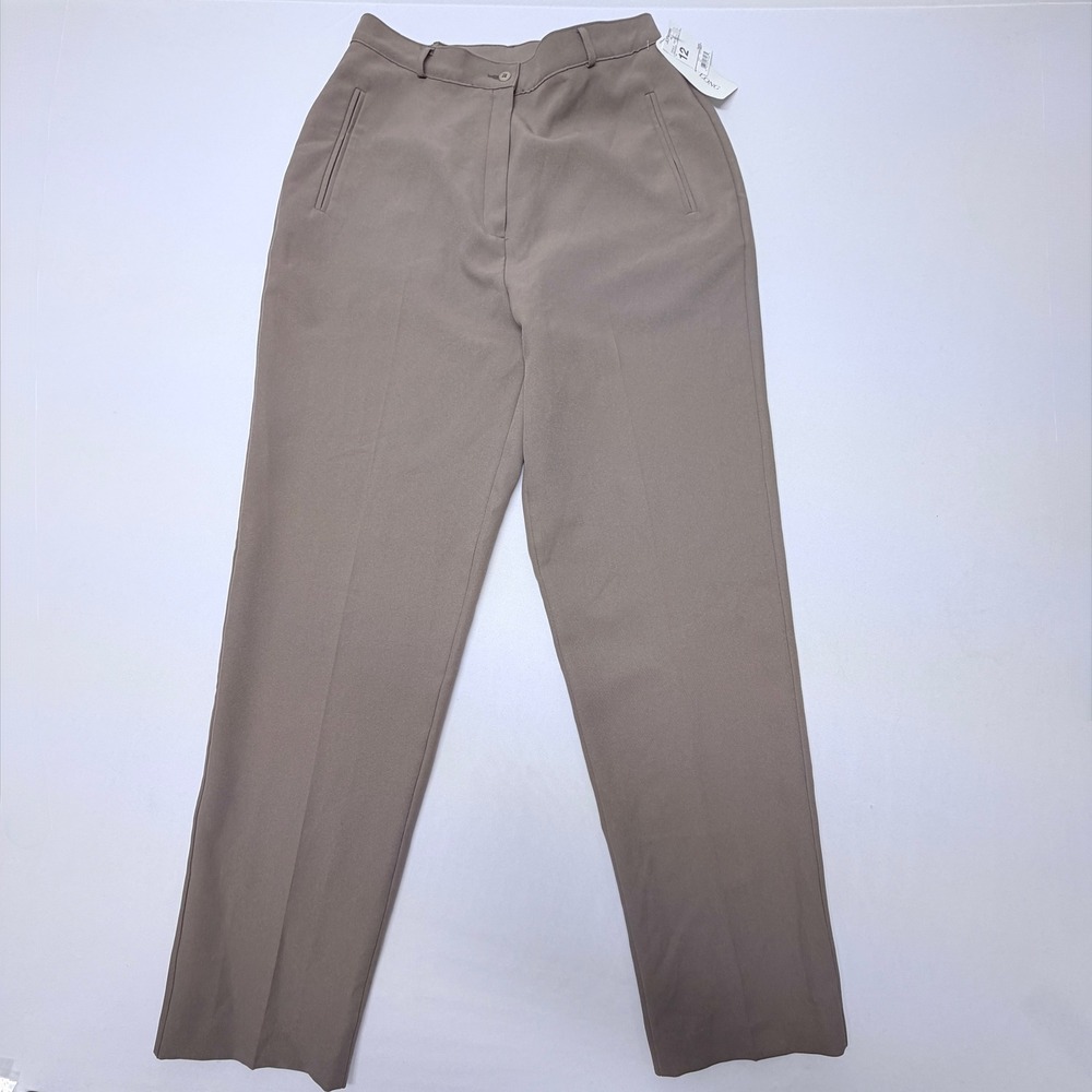 Liz Baker Taupe High Rise Straight Leg Dress Pants Missy Long Size 12 NWT